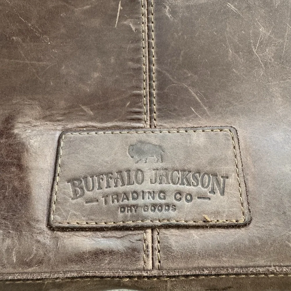 Buffalo Jackson Trading Co. Leather Laptop Messenger Briefcase Bag w/Strap